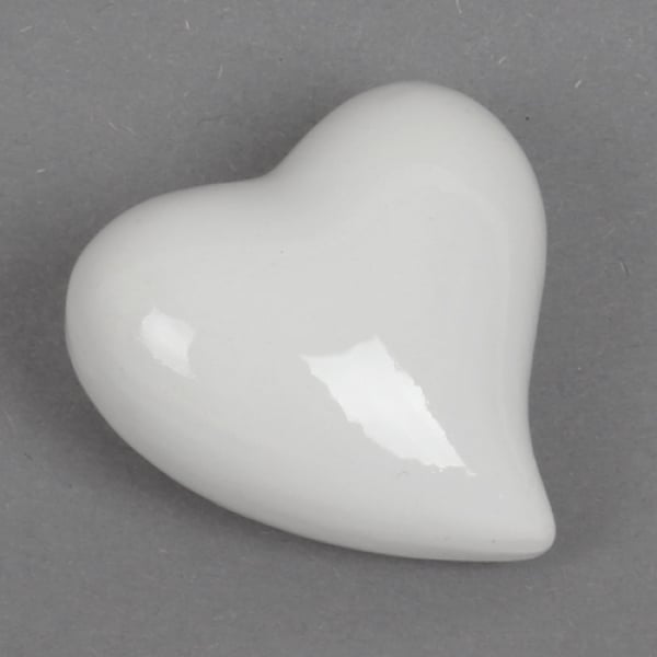 Deko Keramik Herz in Weiß, 50 mm.