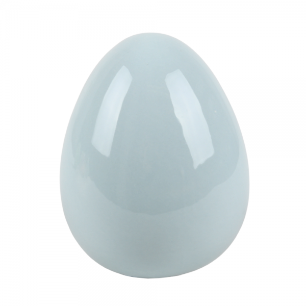 Keramik Osterei in Pastell-Blau, Größe M, 10 cm.