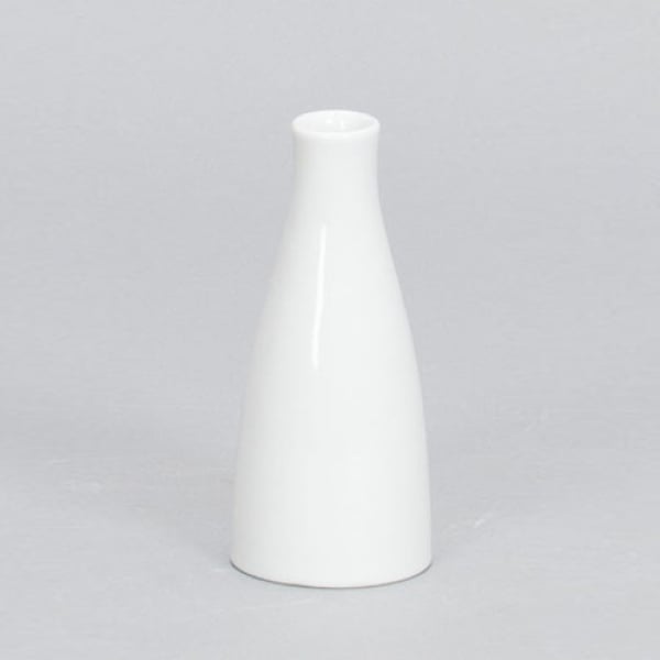 Keramik Tisch Väschen rund in Weiß glasiert, 14 cm.