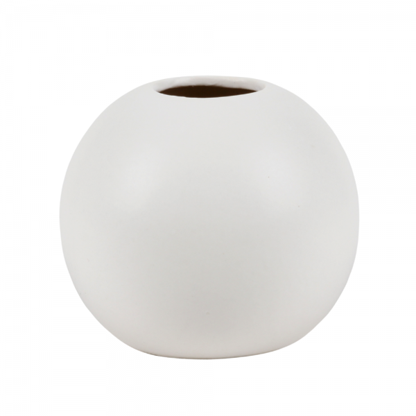Keramik Tisch Väschen, kugelrund, in Weiß matt, 87 mm.