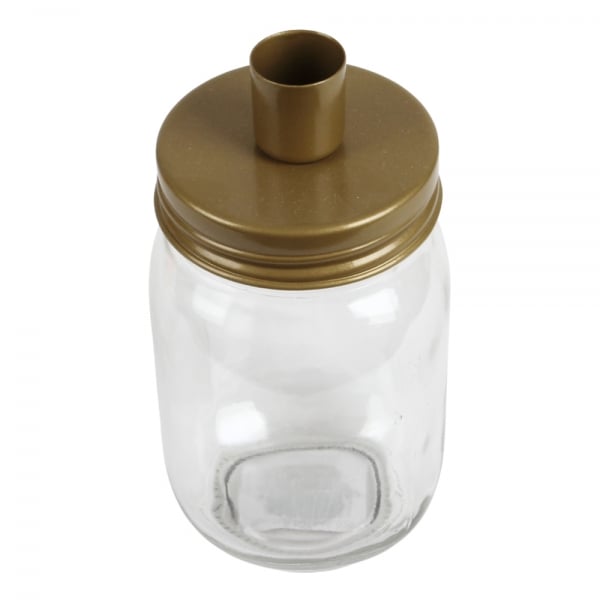 Dekoglas zum Befüllen, Schraubdeckel Kerzenständer in Gold matt, 16 cm.