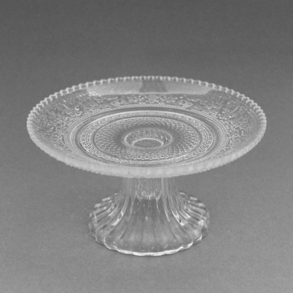 Glas Kerzenteller Vintage mit Struktur auf Standfuß, 15 cm.