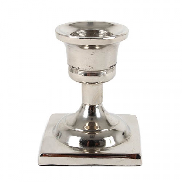 Tisch Kerzenständer für Stabkerzen in Silber, quadratisch.