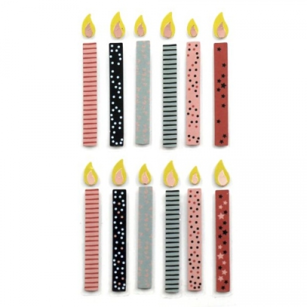 Klebe Sticker 3D Kerzen in zarten Farben.