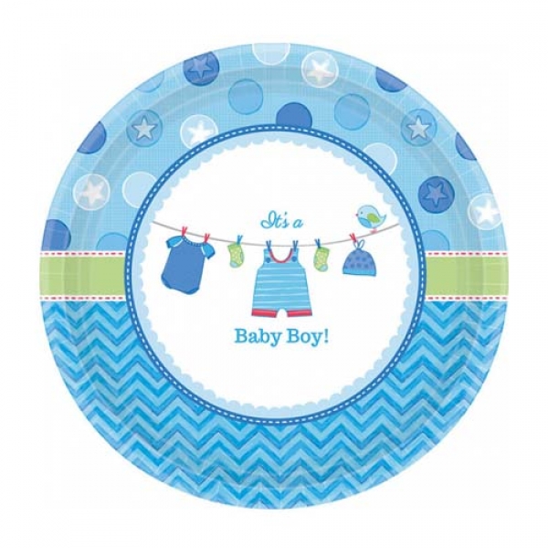 8er Pack Kuchenteller Baby Shower Party, Baby Boy, 17,8 cm.