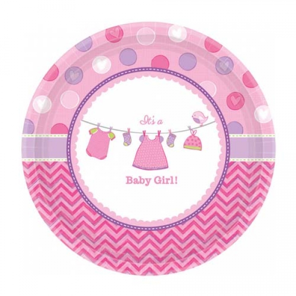 8er Pack Kuchenteller Baby Shower Party, Baby Girl, 17,8 cm.