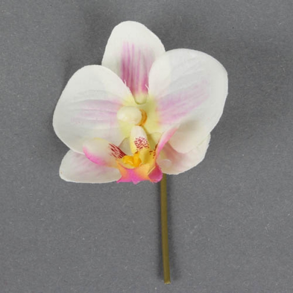 Kunst Orchideenblüten in Weiß/Pink, 70 mm.