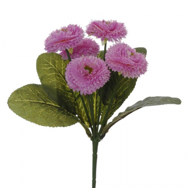 Kunstblume Bellis Strauss in Flieder, 19 cm.