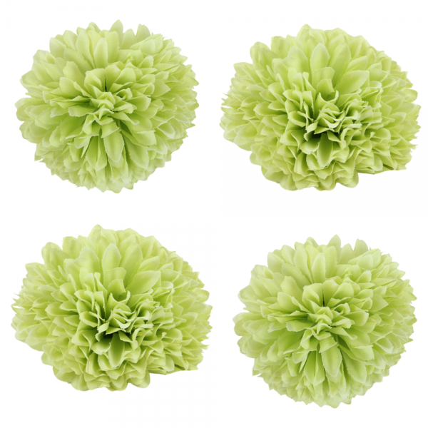 4er Set Kunstblume Dahlienkopf in Hellgrün, 85 mm.