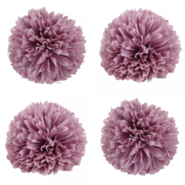 4er Set Kunstblume Dahlienkopf in Hellpflaume, 85 mm.