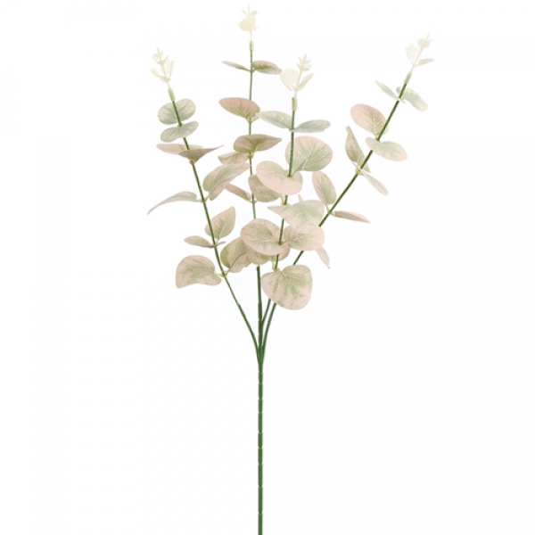 Kunstblume Eukalyptuszweig in Zartrosa/Weiß, 60 cm.