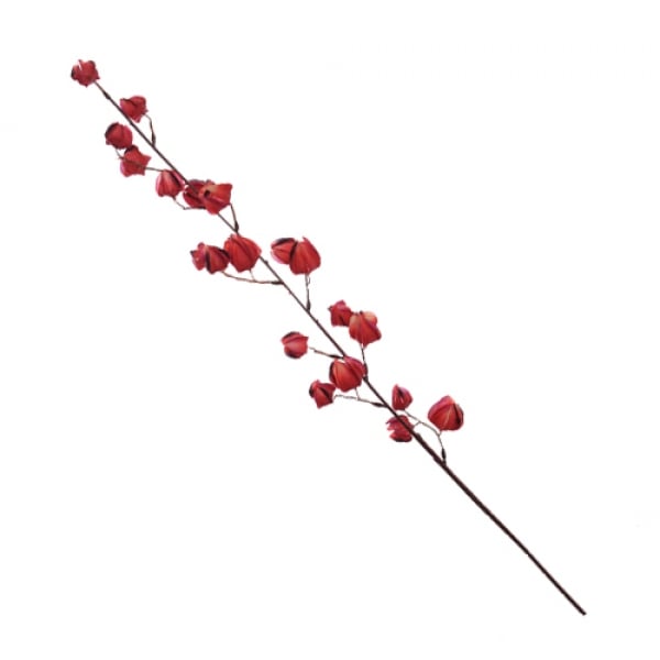 Kunstblume, Deko Zweig Physalis, Lampionblume in Rot, 88 cm.