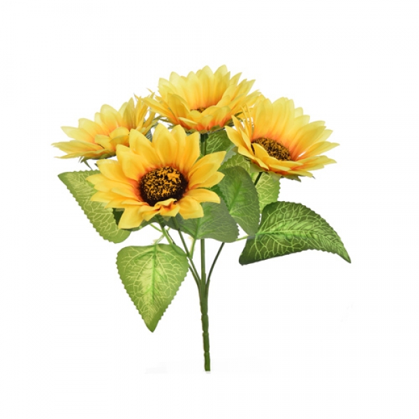 5er Bund Kunstblumen Sonnenblumen in Gelb, 28 cm