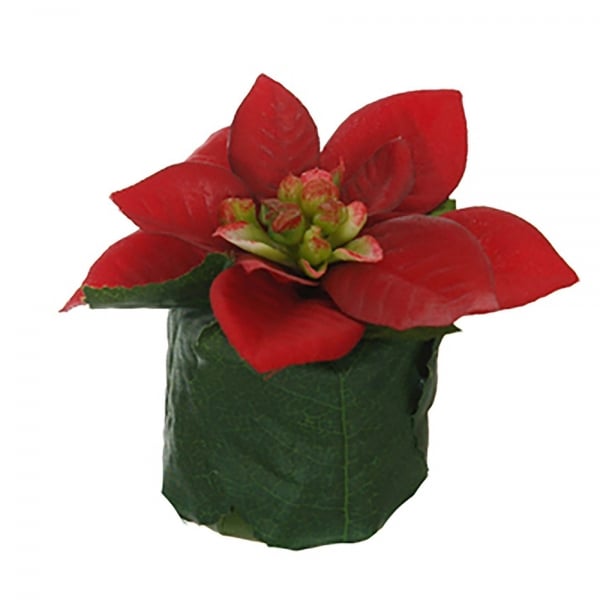 Kunstblume Weihnachtsstern im Blättertöpfchen in Rot, 80 mm.