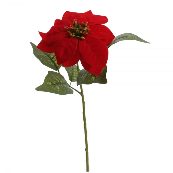 Kunstblume Weihnachtsstern, samtige Oberfläche in Rot, 55 cm.