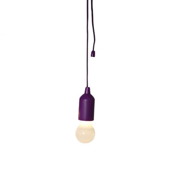 LED Birne Pull-Me zum Aufhängen, für Innenräume, in Lila, 14 cm.