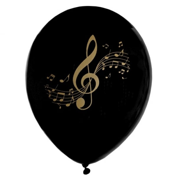 8 Luftballons Noten, Musik in Schwarz/Gold.