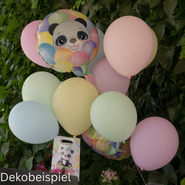 Dekobeispiel Luftballons in Pastellfarben, 30 cm Durchmesser.