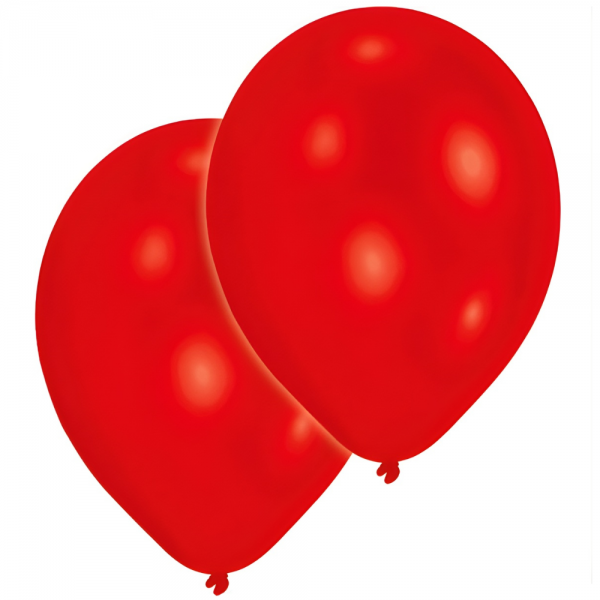 10 Luftballons in Rot, 27,5 cm Durchmesser.