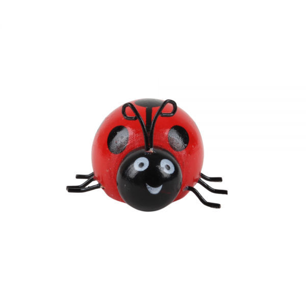 Kleiner Holz Marienkäfer mit Metallbeinen und Fühlern, 42 mm.