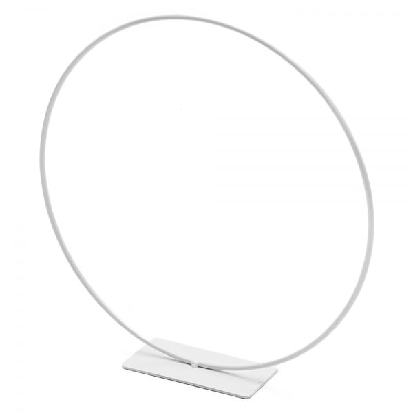 Metall Ring zum Verzieren auf Standfuß in Weiß, 25 cm.