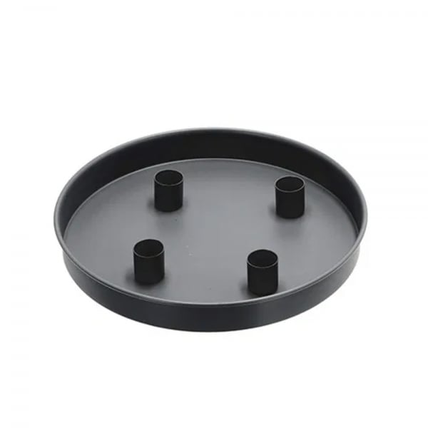 Metall Adventskranz, Tablett mit 4 magnetischen Stabkerzenhaltern in Schwarz, 25 cm.