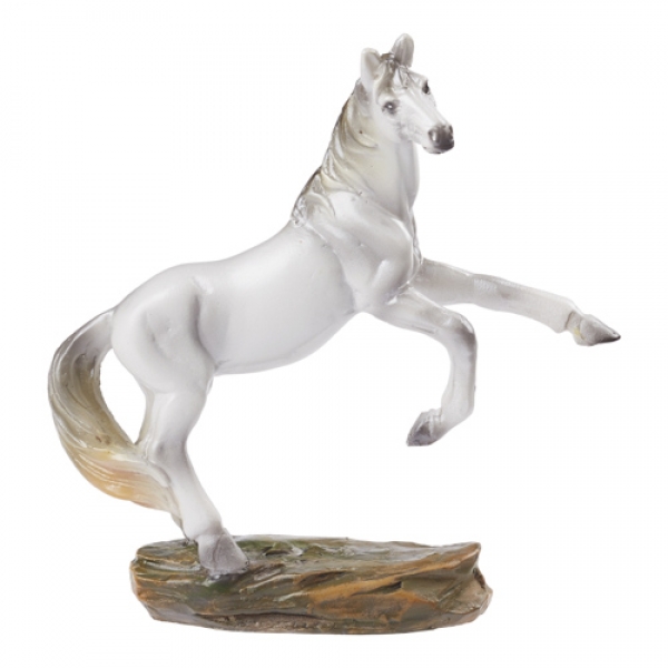 Miniatur Dekofigur Pferd, Schimmel in Weiß, 75 mm.