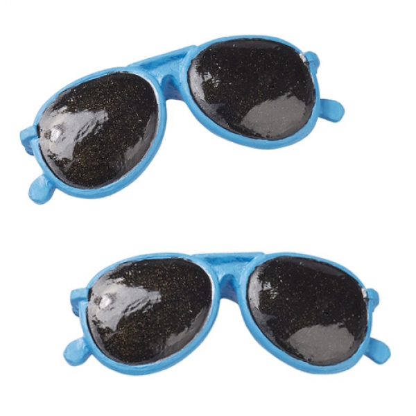2 Kleine Streudeko Sonnenbrillen in Blau, 30 mm.