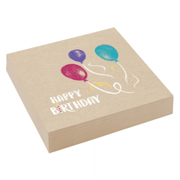 20er Pack Servietten -Happy Birthday- Luftballons, 33 x 33 cm