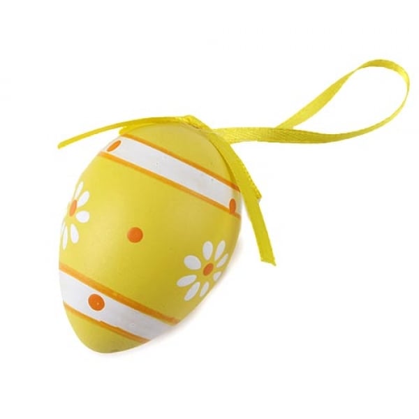12 Ostereier gemustert zum Aufhängen in Gelb.