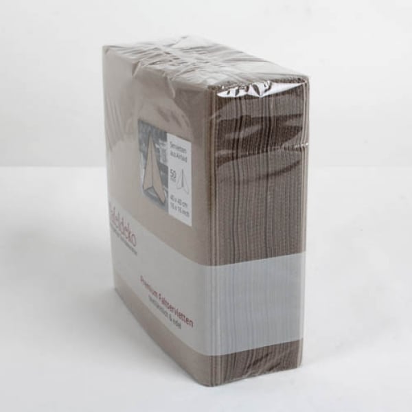 50er Pack Tafeldeko Premium Faltservietten in Greige, 40 x 40 cm.