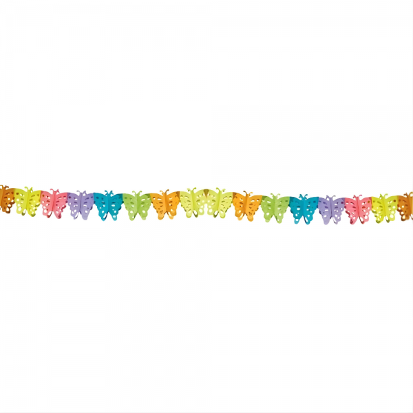 6 Meter Papier Girlande Schmetterlinge, bunt, 15 cm.