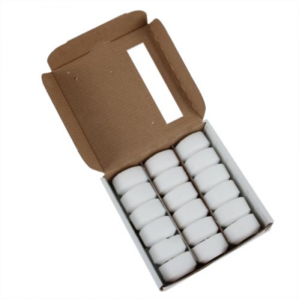 18 Wachsrohlinge, Teelichter für Refill System Hüllen, 6 h Brenndauer.