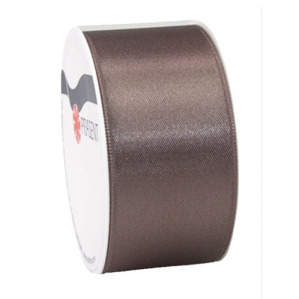 5 Meter Satin Band, schmal, in Taupe, 40 mm.
