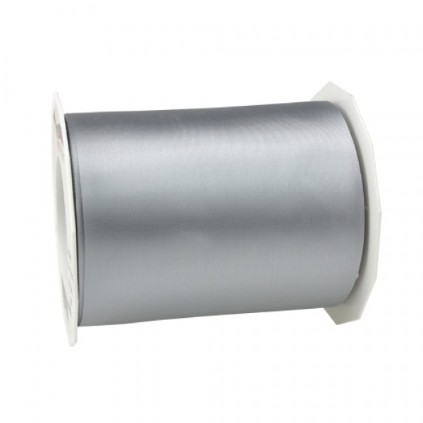 25 Meter Satin Tischband Adria in Silber, 11 cm.