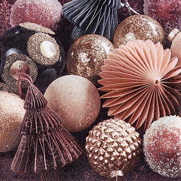 20er Pack Servietten Christbaumschmuck in Mauve, 33 x 33 cm.