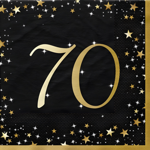 16er Pack Servietten Funkelnde 70, Geburtstag, 33 x 33 cm.