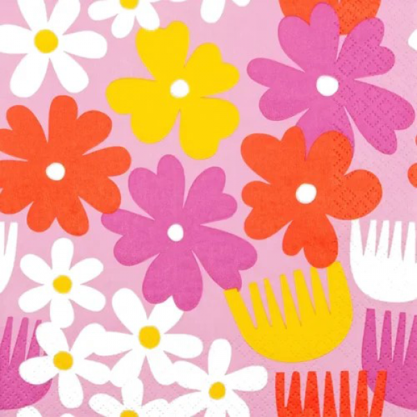 20er Pack Servietten Flower Pop, Blumen-Design, 33 x 33 cm.