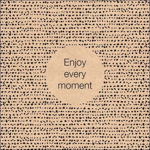 20er Pack Eco Servietten -Enjoy every moment- in Hellbraun/Schwarz, 33 x 33 cm.