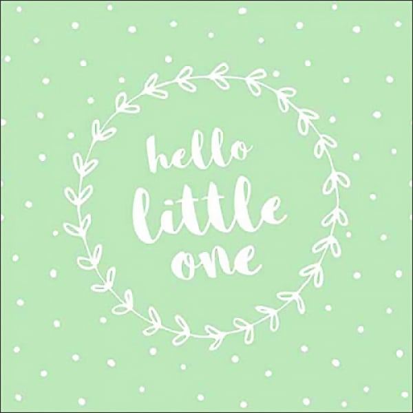 20er Pack Servietten Taufe, Baby Party -Hello little one- in Mintgrün, 33 x 33 cm