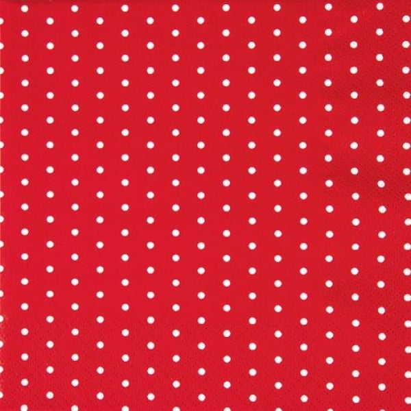 20er Pack Servietten Punkte in Rot/Weiß, 33 x 33 cm.