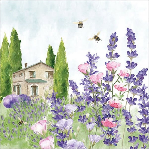 20er Pack Servietten Lavendeltraum Provence, 33 x 33 cm.