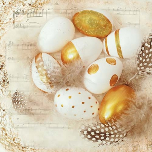 20er Pack Servietten Ostern, Goldene Ostereier, 33 x 33 cm.