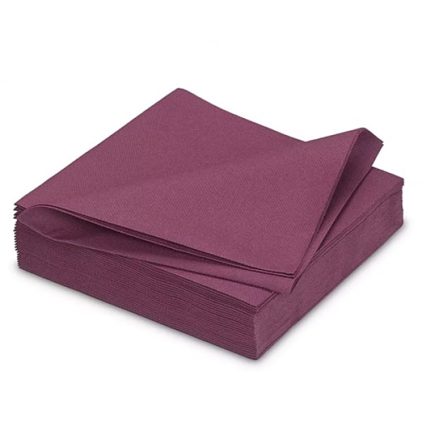 25er Pack Premiumservietten in Aubergine, 40 x 40 cm.