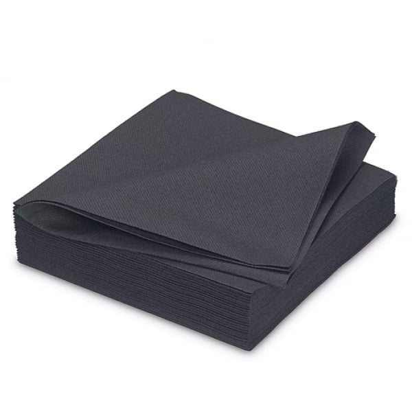 25er Pack Premiumservietten in Schwarz, 40 x 40 cm.