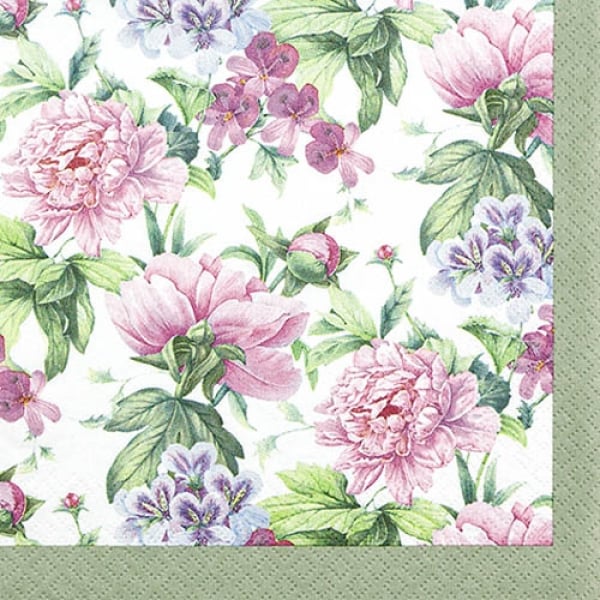 20er Pack Servietten Romantische Blumenpoesie, 33 x 33 cm.