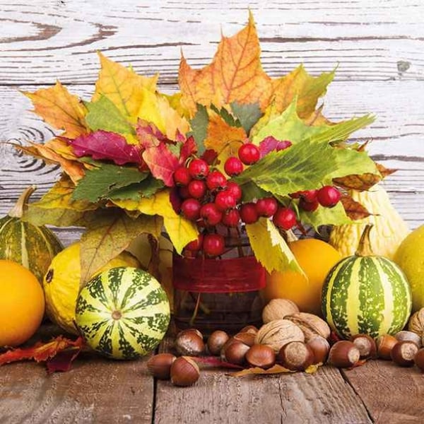 20er Pack Servietten Herbst Bouquet, 33 x 33 cm.