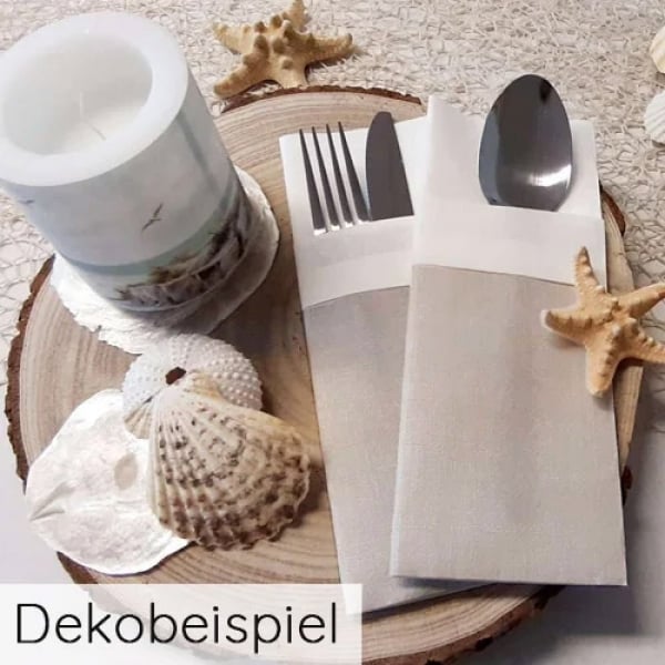 Tafeldeko Serviettentaschen, Bestecktaschen Leinenoptik in Beige, 40 x 33 cm.