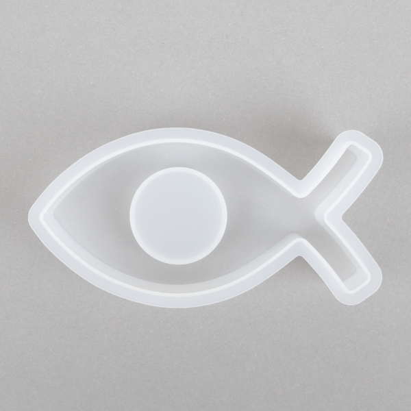 Silikonform, Gießform Teelichthalter Fisch, 13,5 cm.