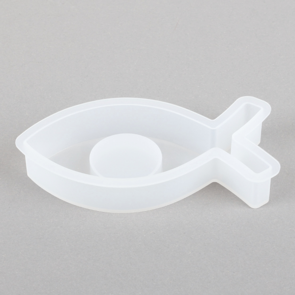 Silikonform, Gießform Teelichthalter Fisch, 13,5 cm.